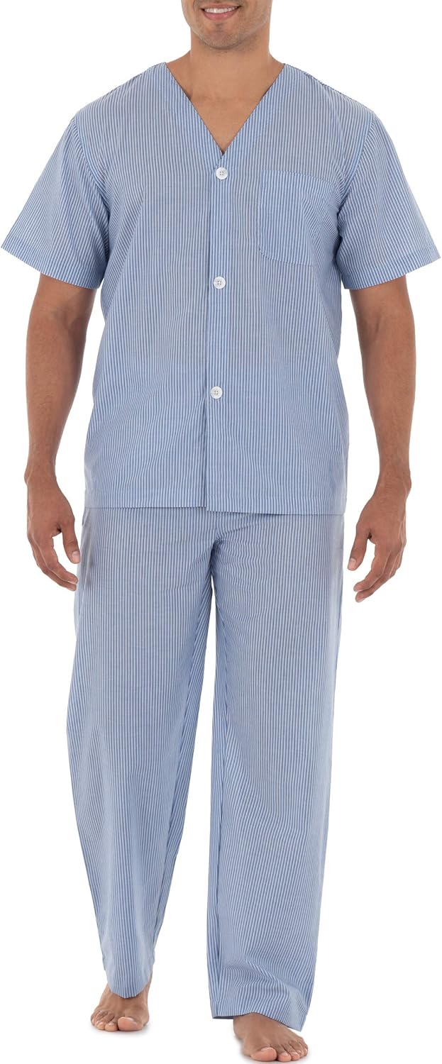 Fruit of the Loom Men's Broadcloth Short Sleeve Top and Long Pants
