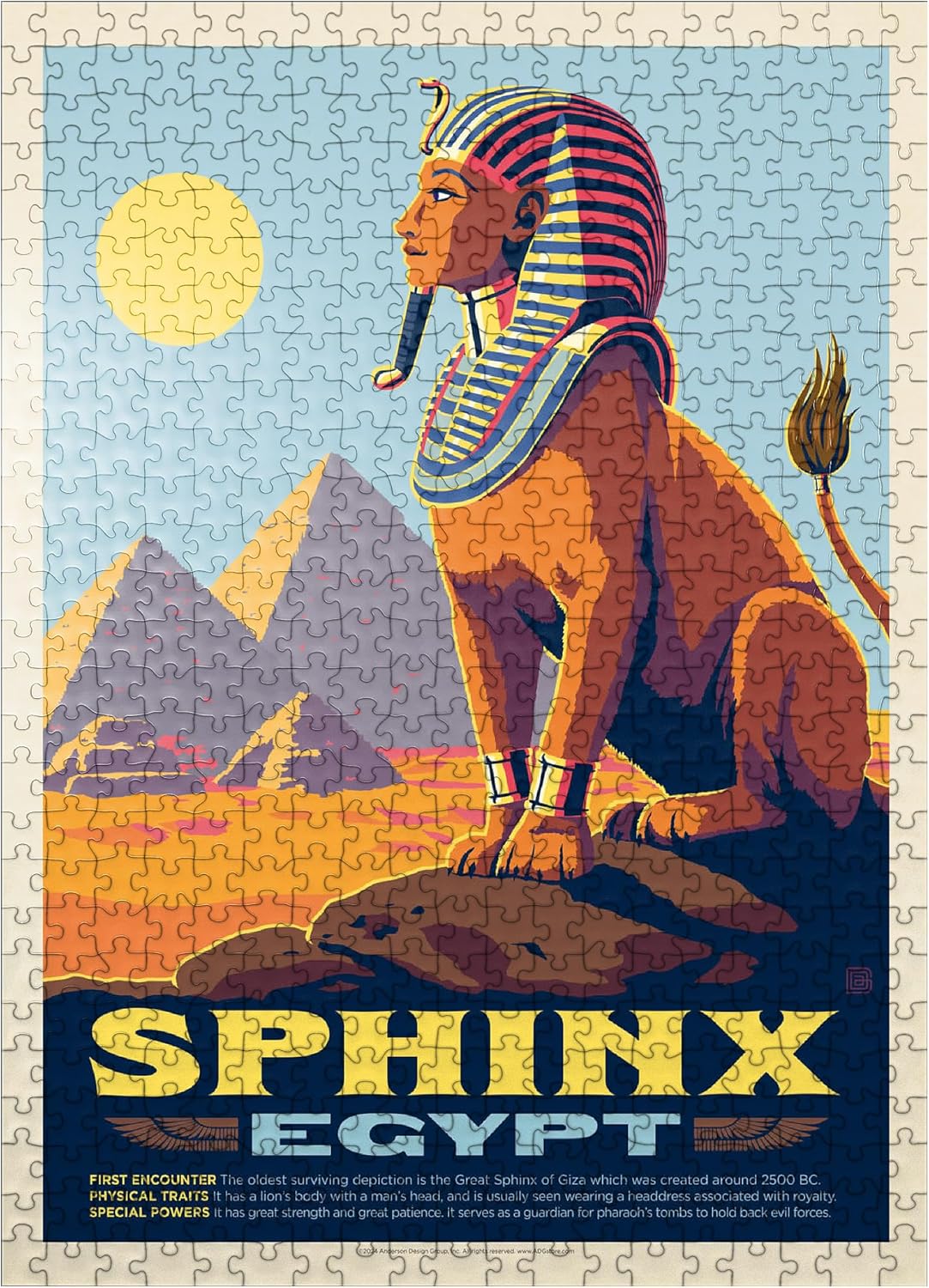 MyPuzzle Mythical Creatures: Sphinx (Egypt), Vintage Poster - Premium 1000 Piece Jigsaw Puzzle for Adults