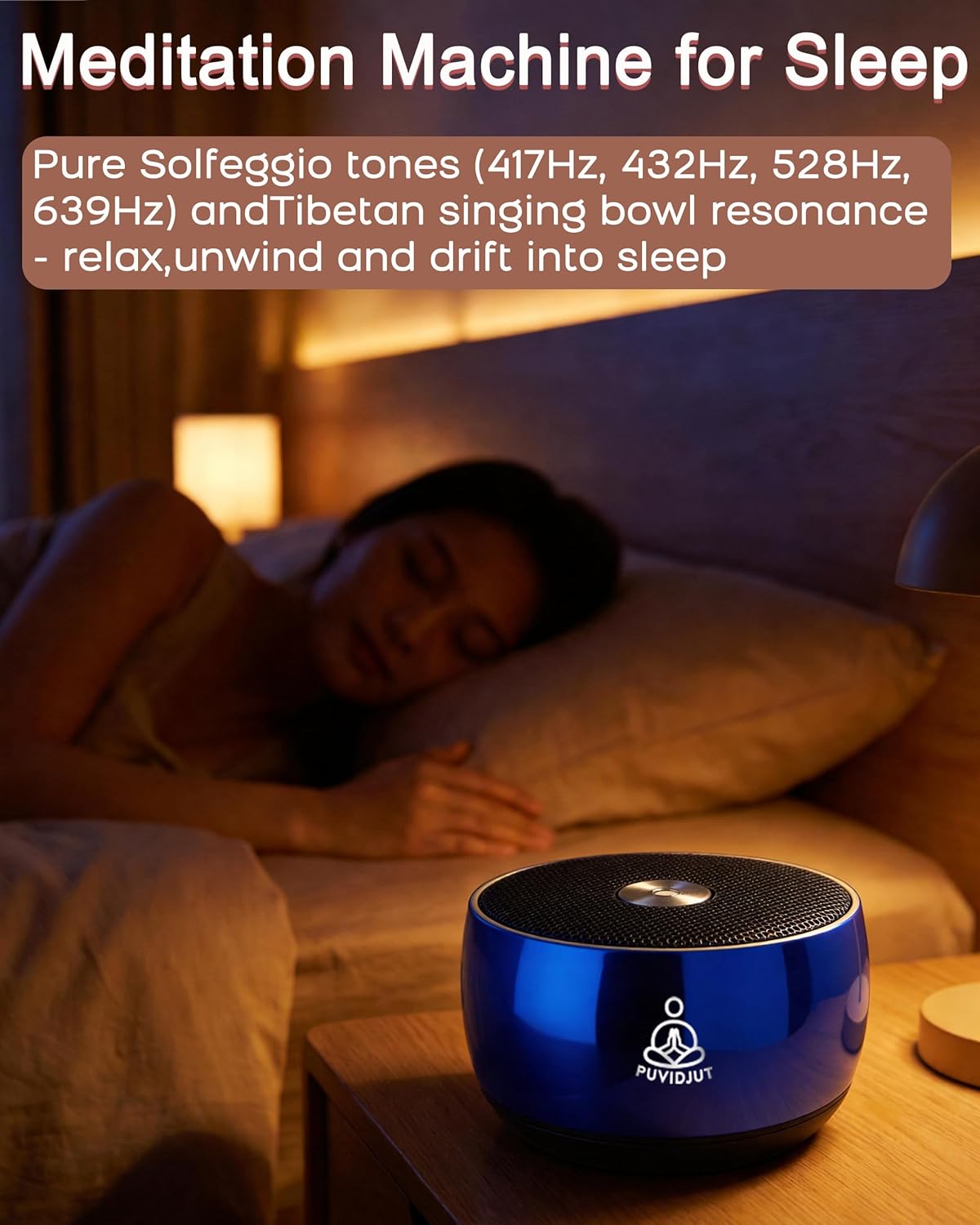 Sound Machine for Sleep, PUVIDJUT M3 Pure Frequencies & Singing Bowl Tone,Cordless Non-White Noise Sleep aids for Adults, Portable Size,Help to Relax and Calm and Drift to Sleep