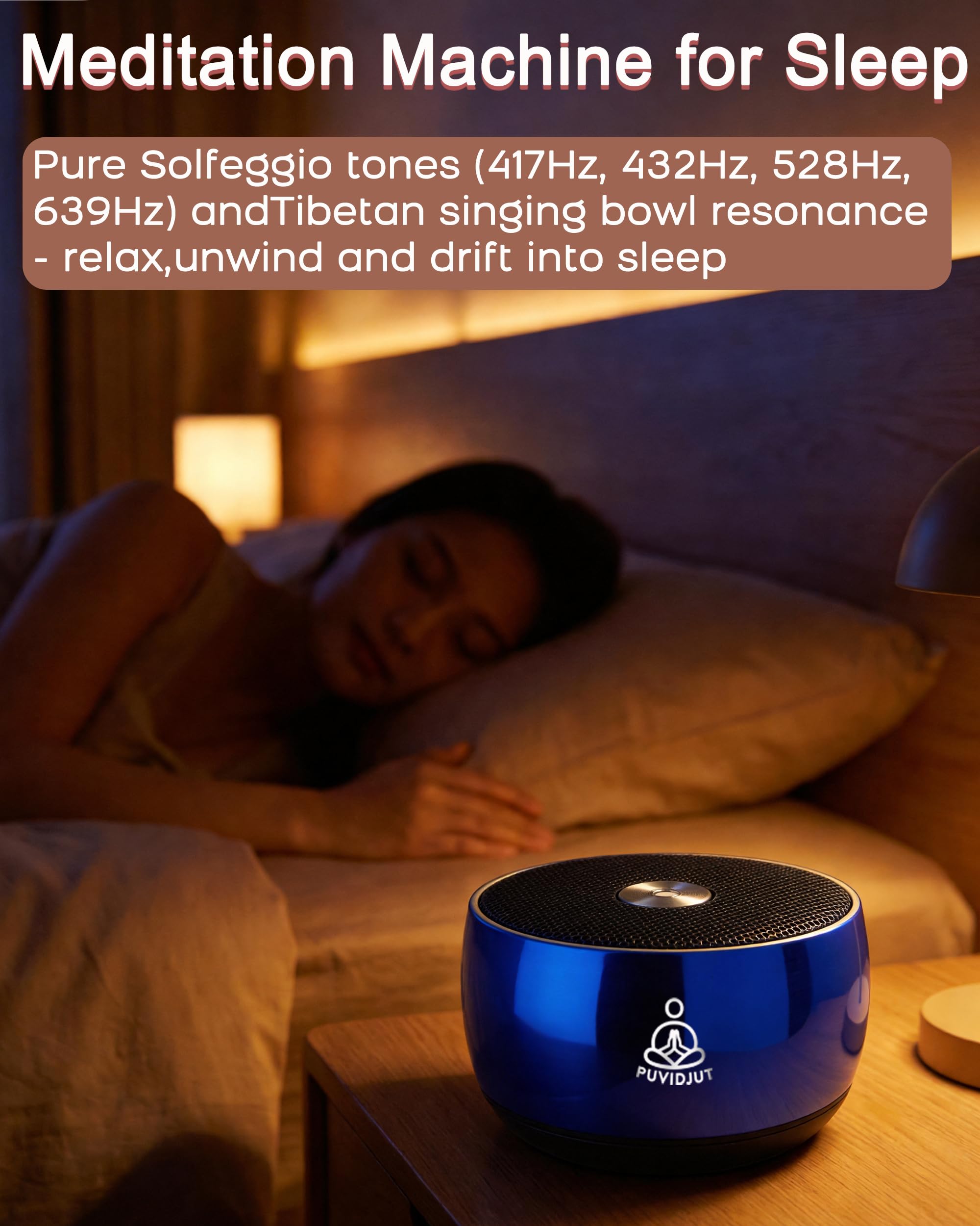 Máquina de sonido para dormir, PUVIDJUT M3 frecuencias puras y tono de cuenco de canto, ayuda inalámbrica para dormir sin ruido blanco para adultos, tamaño portátil, ayuda a relajarse y calmarse y