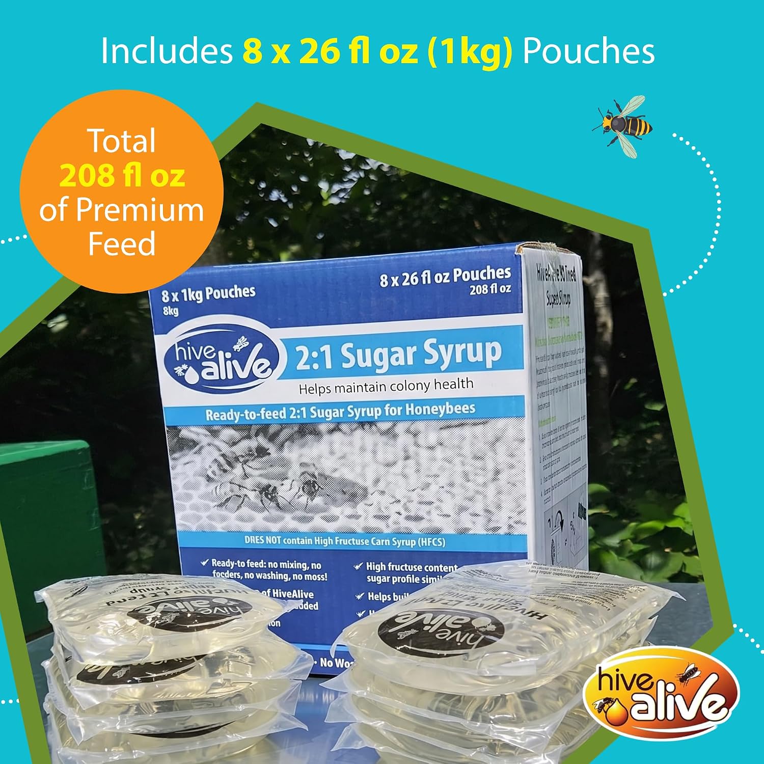 HIVE ALIVE EZ Feed Super Syrup-Liquid Bee Feed in Ready to Use 26 fl oz Power Pouches for Easy Feeding – HiveAlive Feeding Program