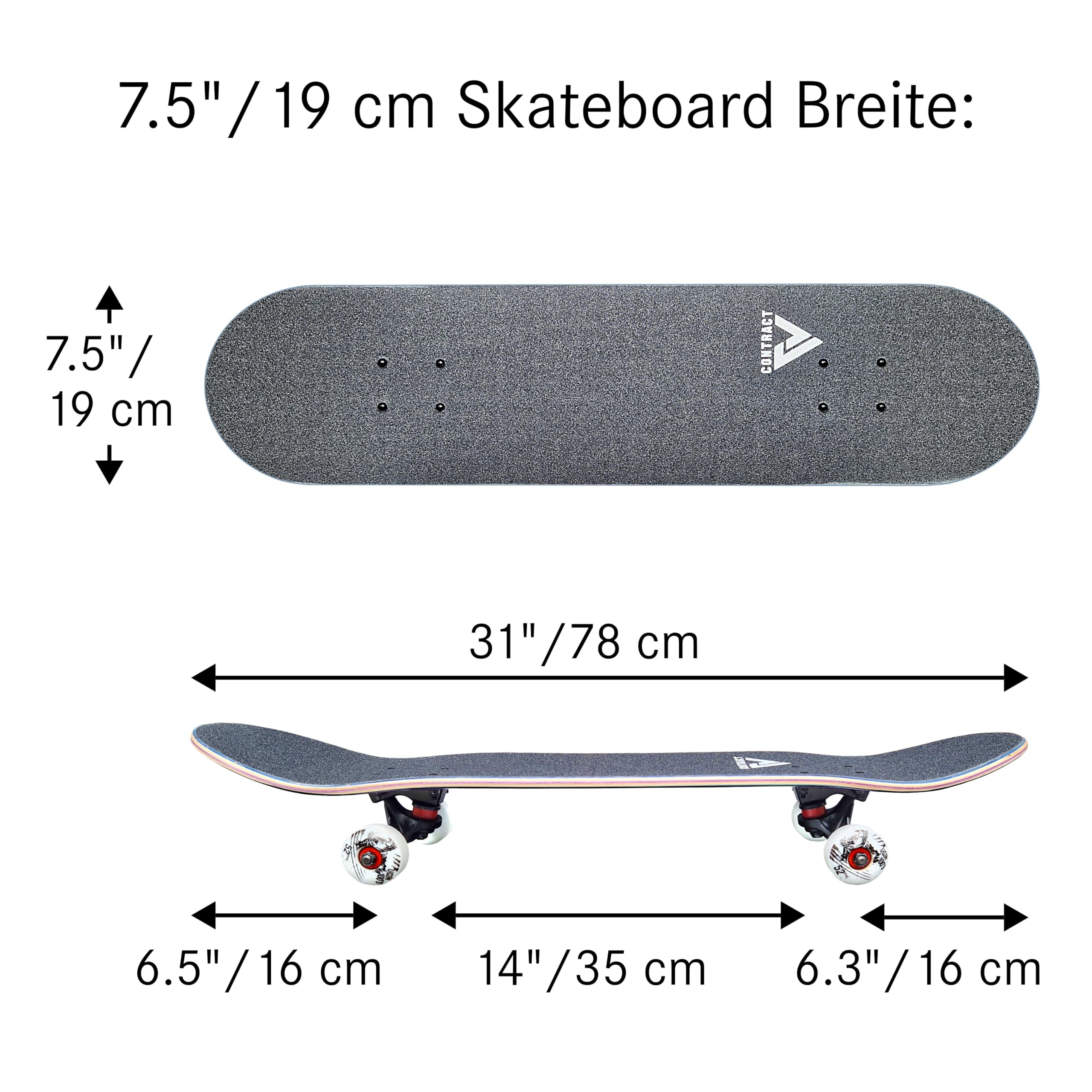 Komplett Skateboard Beach-City - für Kinder und Jugendliche - 7-lagiges Ahornholz Deck - Medium Concave Standard Popsicle Shape - für Anfänger, Profis, Mädchen & Jungs