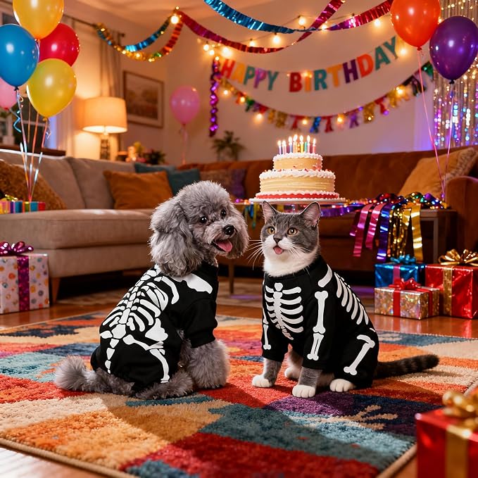 Disfraz de esqueleto para perro Halloween tamaño pequeño miniatura 5