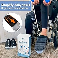 Vista 6 de Sock Aid - Ayudante de calcetines con cordones ajustables, herramienta de ayuda fácil de poner con asas redondas ergonómicas de espuma suave