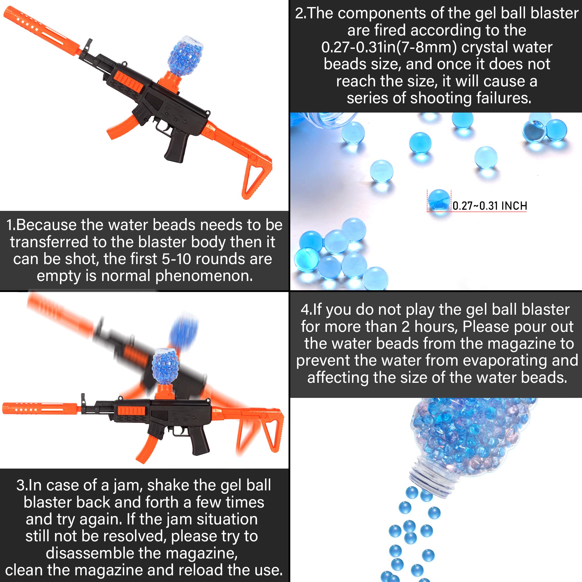 Electric Splatter Ball Blaster Toy -BYUQDF Gel Beads Blaster Water Ball Blaster with 50000 Gel Beads Toys for Outdoor Team Activities Game 12+