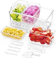Vista 12 de Lifewit Juego de 2 Piezas para Servir Tacos para Fiestas con 5 Contenedores (2.5 Tazas) y Componentes, Organizador Grande de Condimentos