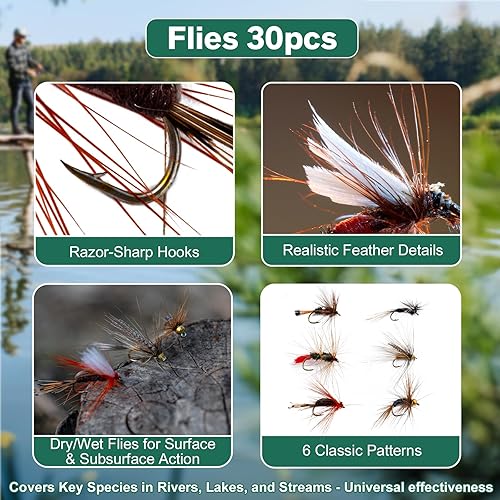 Miniatura 6 de Goture Fly Fishing Rod and Reel Combo with Fly Rod & Gear Case, 9FT 4-Piece Fly Rod, Pre-Spooled Reel, Fly Line, Flies, Leader, Tippet, Forceps, C: