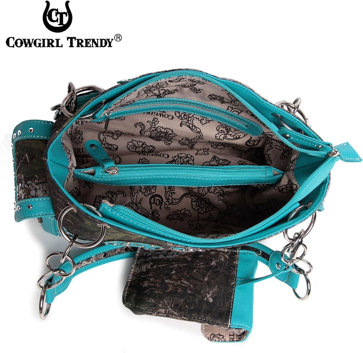 Camouflage Purse For Women Western Style Cross Studded Handbag CCW Camo Country Shoulder Bag Pouch Matching Wallet Set - Image 6