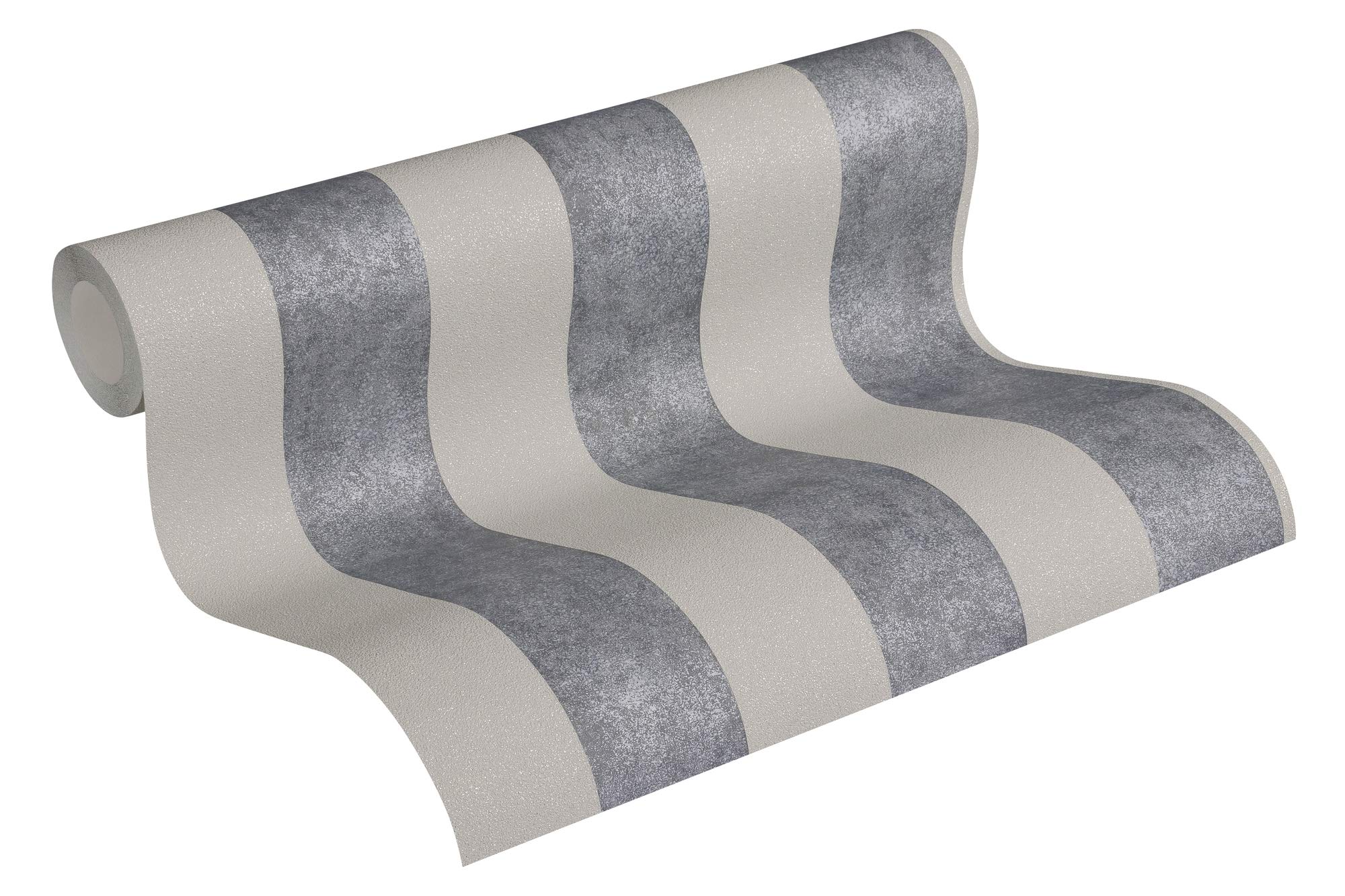 Papier peint intissé rayé beige et noir pour masquer les défauts