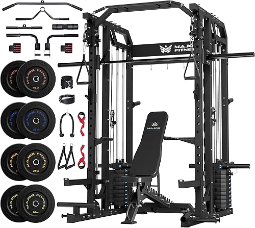 Miniatura 10 de Major Fitness Drone2 Advanced Training Smith Machines– Máquinas Smith de entrenamiento avanzado todo en uno para gimnasio en casa con juego de