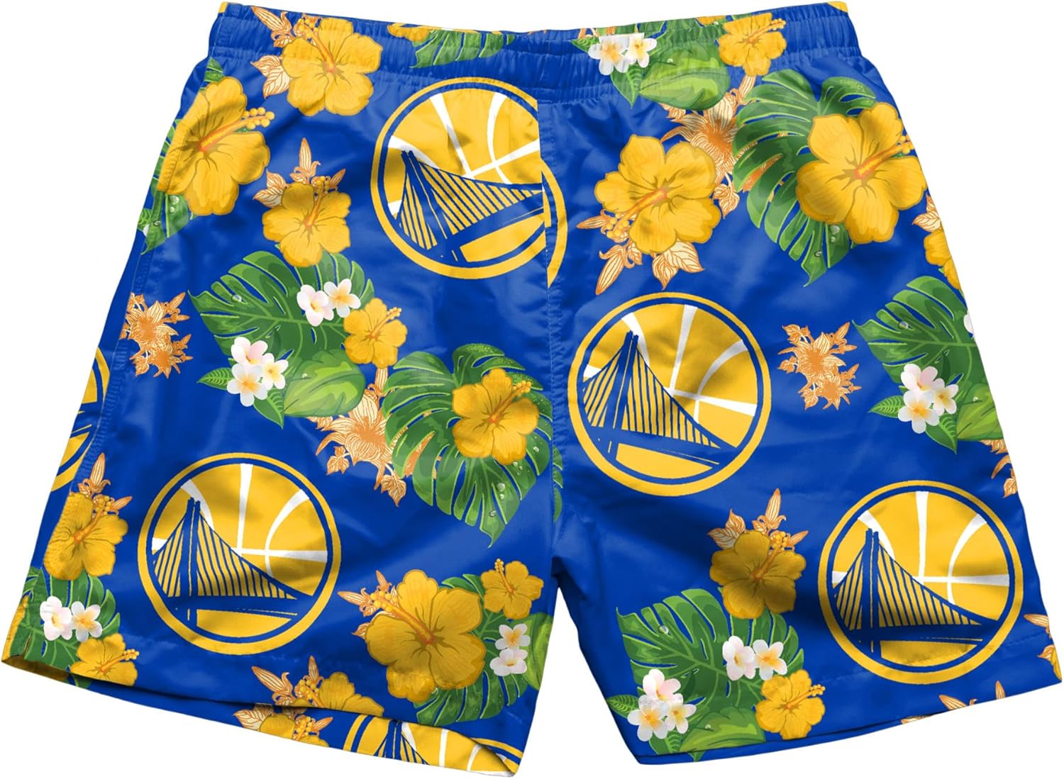 FOCO NBA Mens NBA Team Logo Floral Hawaiian Swim Suit Trunks