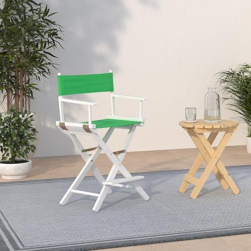 Miniatura 2 de Casual Home - Silla de director de 24 in, marco blanco, con lona color verde, altura de mostrador