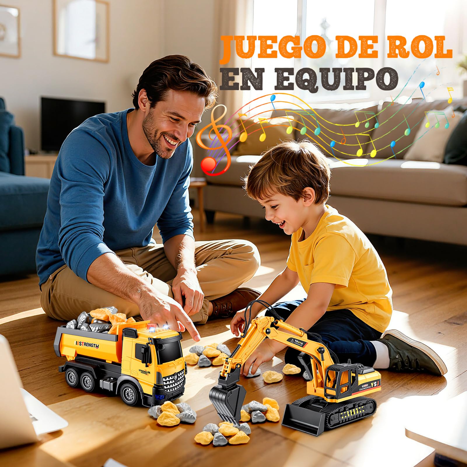 EUCOCO Juguetes Niños 3 4 5 6 7 8 Años, Camiones De Juguete para Niños 3-8 Años Regalo Niño 3-8 Años Excavadora Juguete Regalos Cumpleaños Niños Coches para Niños Vehiculos Construccion Juguete