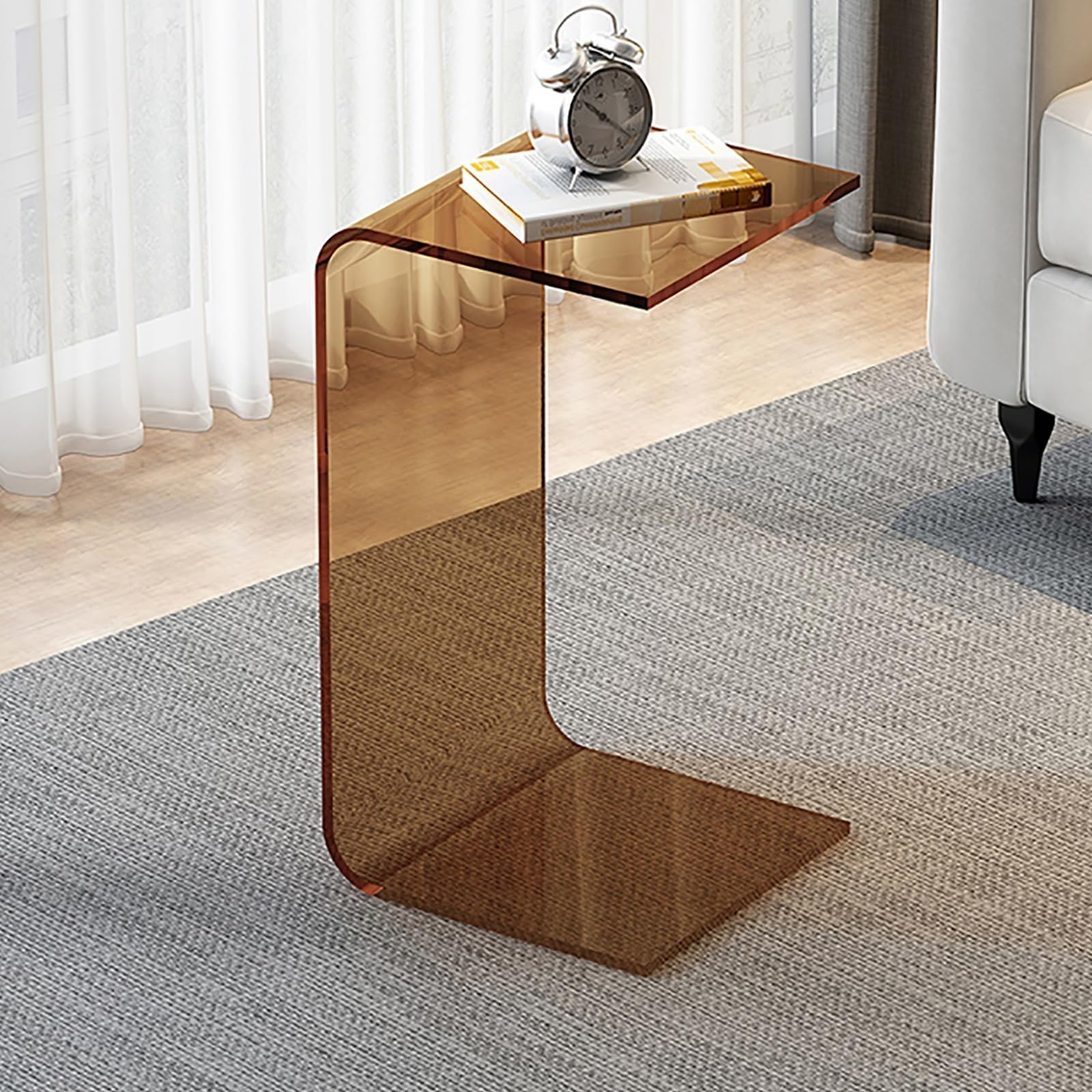 Tavolino In Acrilico Trasparente A Forma Di C - Design Moderno, 30x30x65 Cm - Robustissimo, Non Serve Montaggio - 4