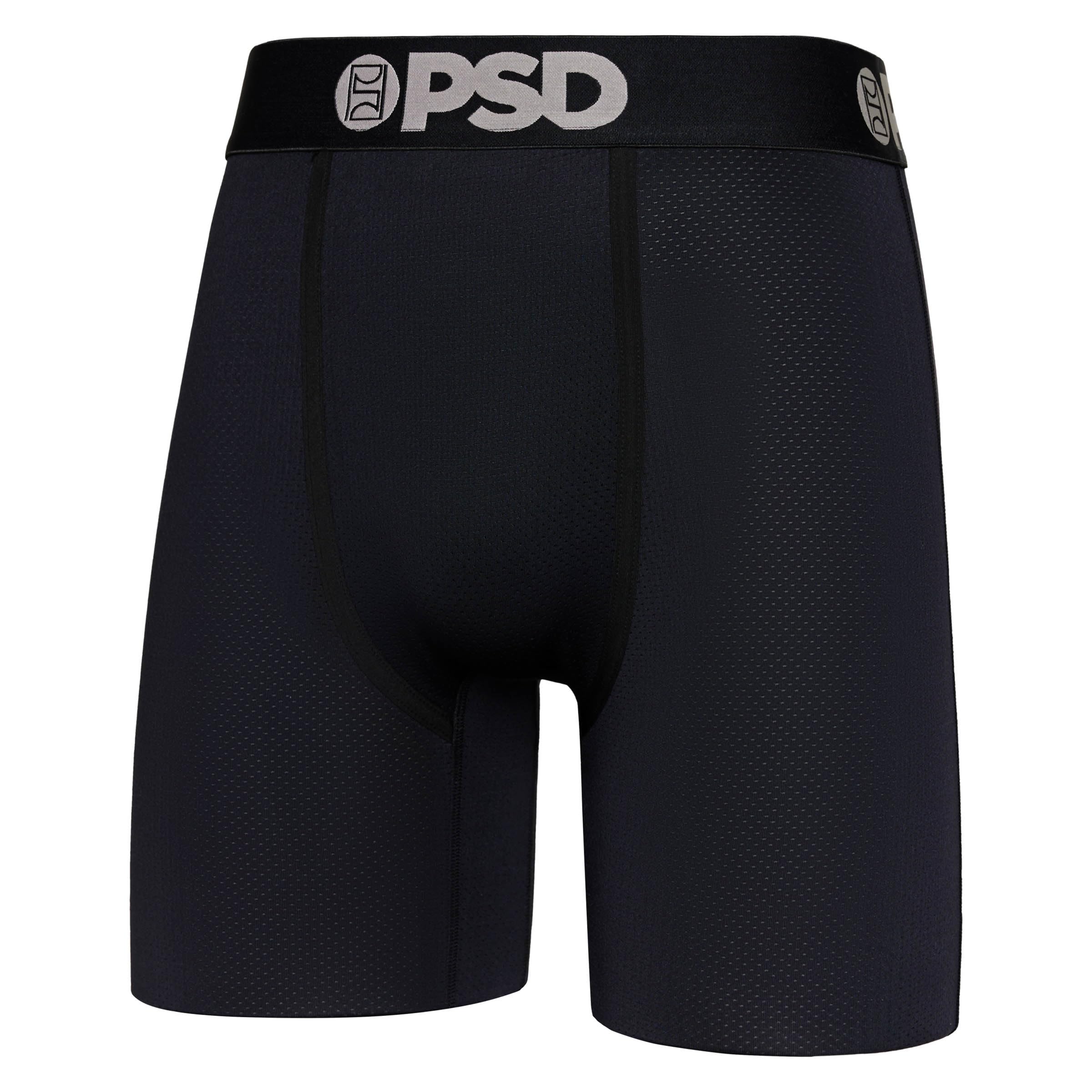 PSD Mens Boxer Briefs Black Micro Mesh Standard Length Underwear Breathable Moisture Wicking Boxer Briefs for Men XX-Large