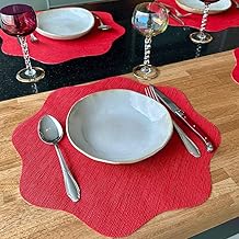 Kit Sousplat Jogo Americano Redondo Vermelho Natal 8 peças + 8 porta copos - Mesa Posta Chique