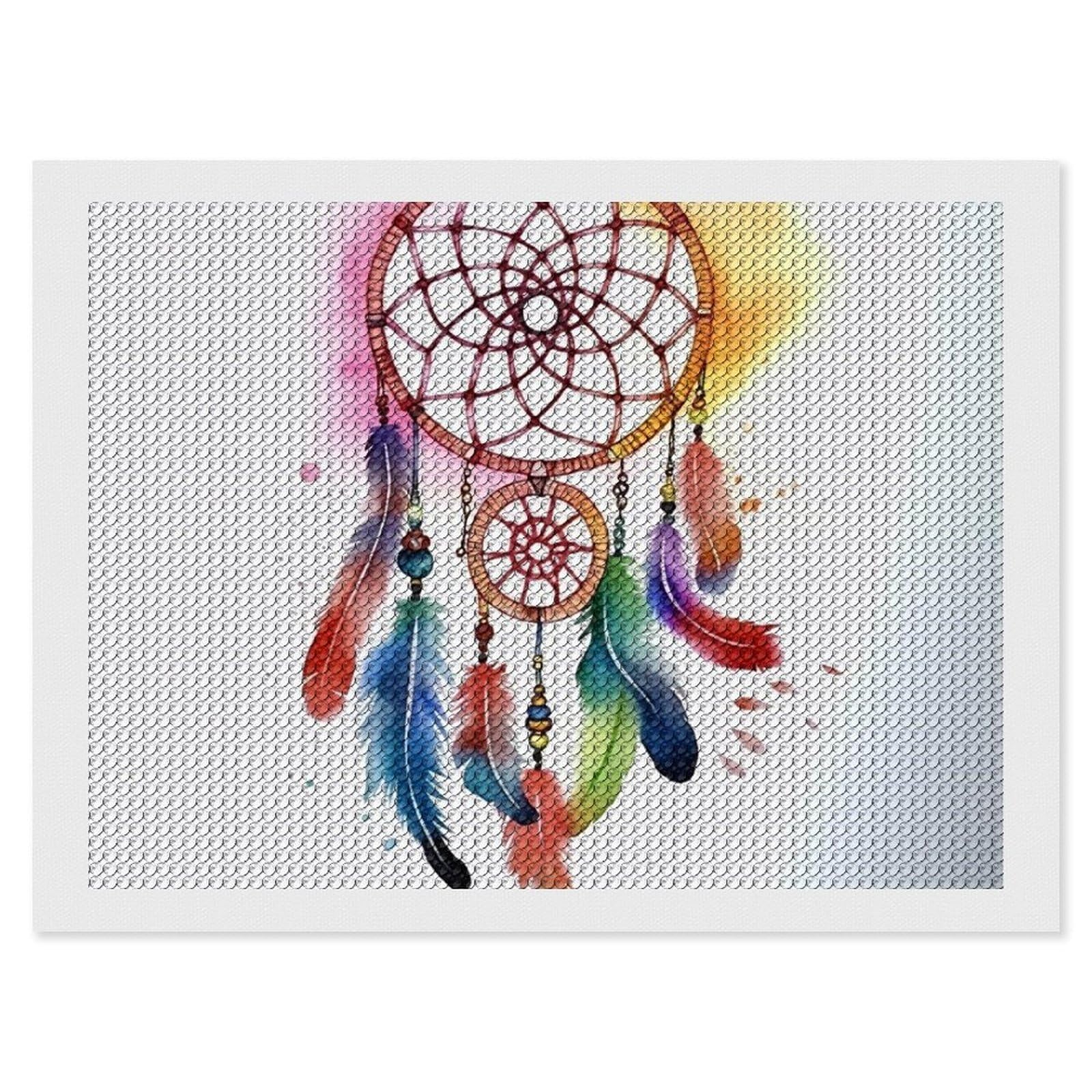 Watercolor Dream Catcher Diamond Art Kits for Adults, DIY 5D Diamonds Painting Kits for Beginner, Round Full Drill Diamond Dots Painting, 12"x16" Diamonds Pictures Gem Art and Crafts Wall Decor