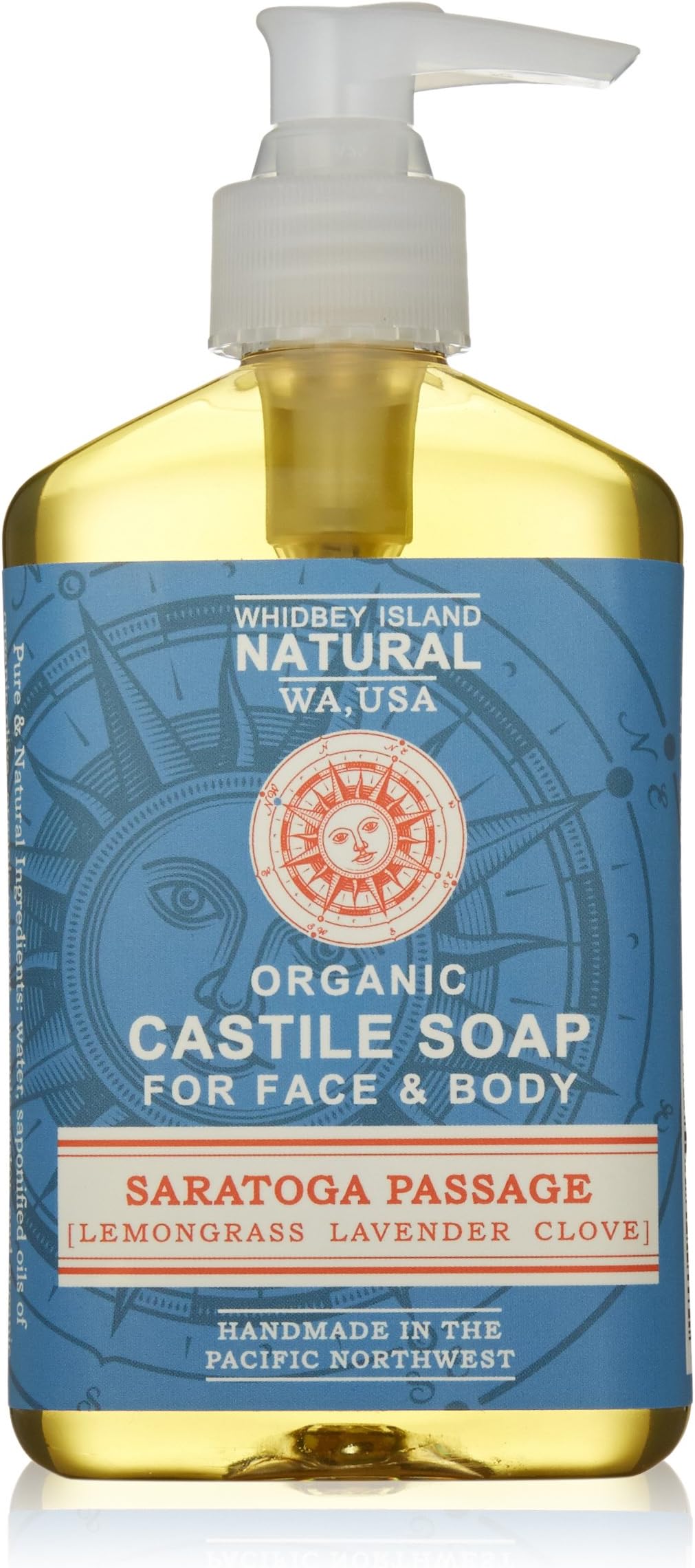 WHIDBEY ISLAND SOAP Lavender Lemongrass Clove Liquid Castile Soap, 8 OZ
