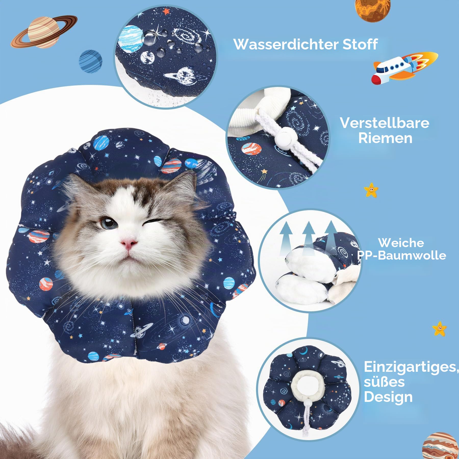ComSaf Halskrause Katze Weich für Kleine Katzen，Halskrausen für Katzen Schützend und Verstellbar Nach Operationen, Komfortabler Leichter Elizabethan Behindert Nicht die Sicht, S