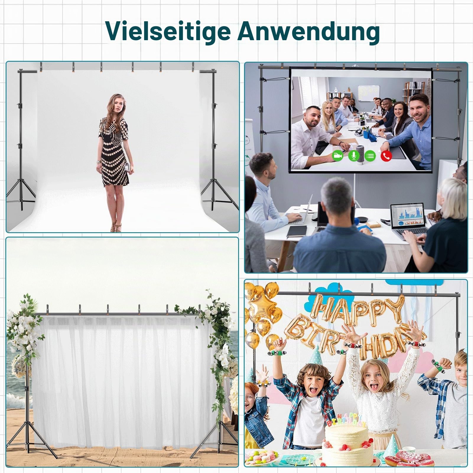 Hintergrund Ständer Fotografie, 2,8x3m Verstellbare Fotohintergrund Ständer | Hintergrundsystem, Hintergrundklemmen, Tragetasche, Fototudio, Porträt, Produktfotografie, Studiofotografie