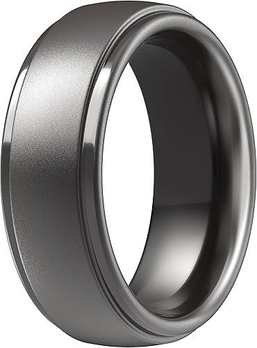 Miniatura 68 de ThunderFit Anillos de boda de silicona para hombre, 0.394 in de ancho y 0.098 in de grosor, paquete múltiple de variedad 1-7 Pack A: Negro