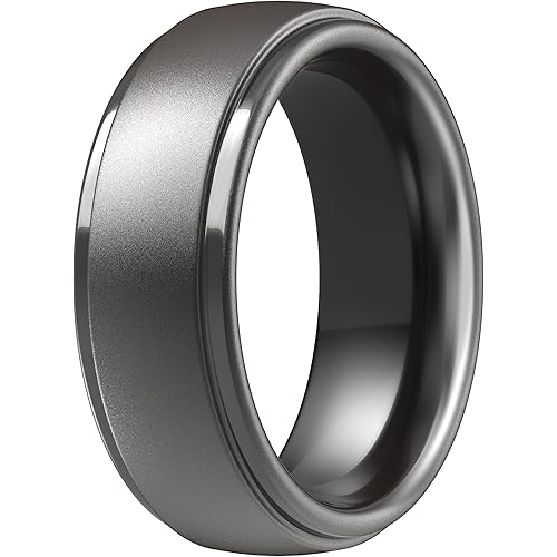 ThunderFit Silicone Rings for Men - 7 Rings / 4 Rings / 1 Ring Step Edge Rubber Wedding Bands 10mm Wide - 2.5mm Thick