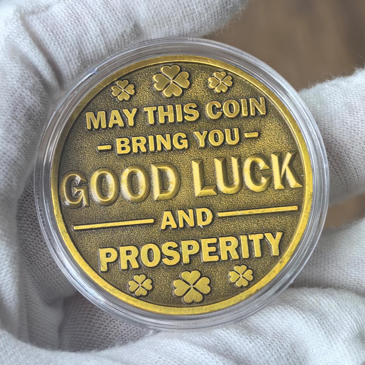 Good Luck Coin with Treasure Pot Design - 1.57 Inch Prosperity Token, Includes Protective Case