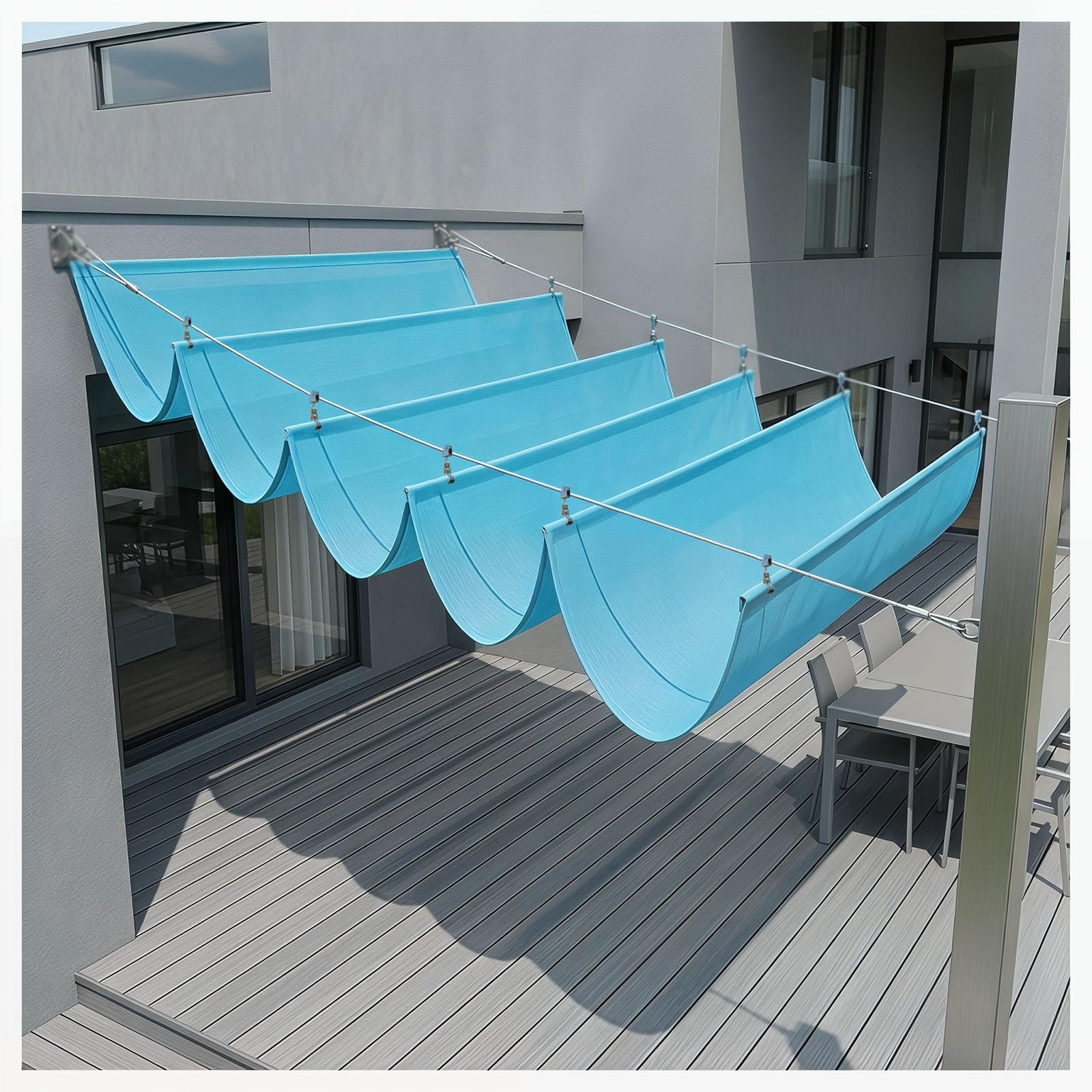 Voile d'ombrage rétractable en forme de U avec toile respirante 1.6x20m