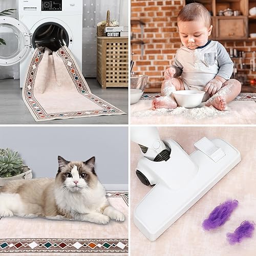 Miniatura 7 de Zacoo Tapete para puerta de interior de 2 x 3 pies, color azul marino, moderno, antideslizante, lavable, para sala de estar, de franela, suave,