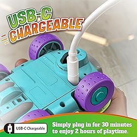 MindSprout Dino Chasers Set of 2 Rechargable Remote Control Car for Toddler, Kids Toys Age 2 3 4 5, Boys & Girls Birthday Gift, Dinosaur Toy 2-4, LED Lights & Music, Batteries Included