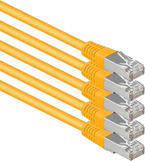 1aTTack.de 7,5m CAT6 Kabel sieciowy LAN RJ45 1000 Mbit, 5 szt. - żółty | Miedź, S-FTP, bezhalogenowy, kabel patch Ethern