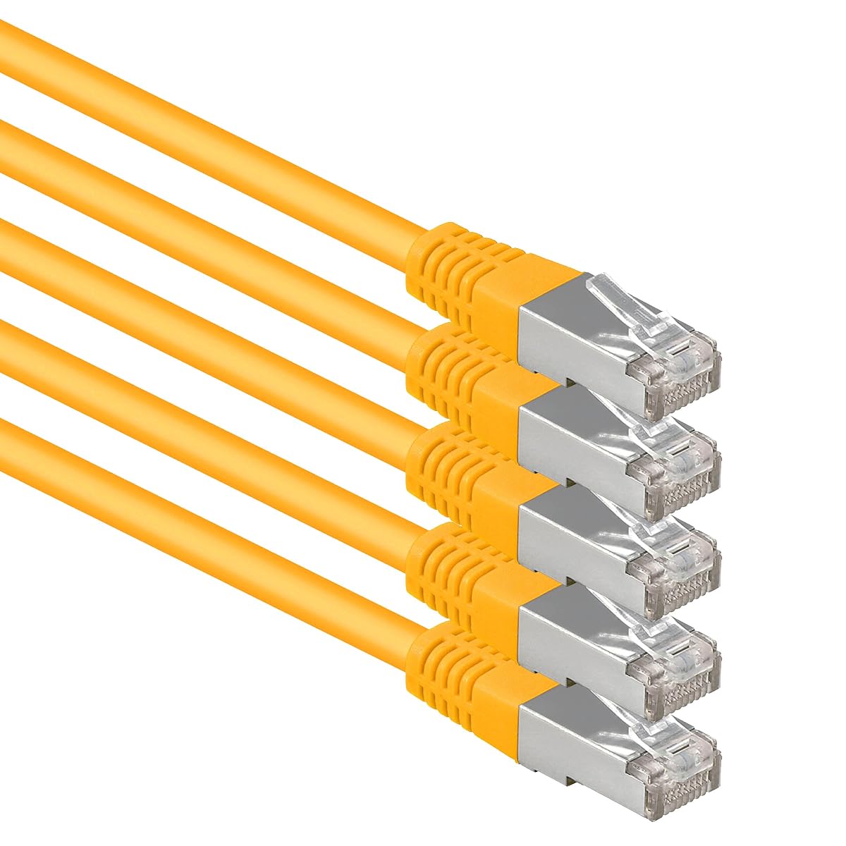 1aTTack.de 7,5m CAT6 Kabel sieciowy LAN RJ45 1000 Mbit, 5 szt. - żółty | Miedź, S-FTP, bezhalogenowy, kabel patch Ethern