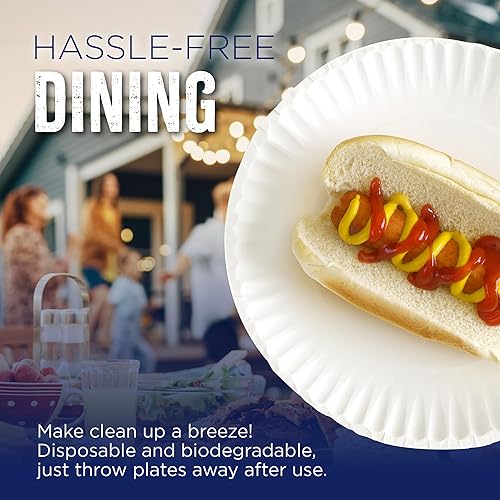 Miniatura 5 de Platos de papel de 9 pulgadas a granel  Platos de papel blanco para fiestas  Platos de papel desechables sin revestimiento para microondas  Platos
