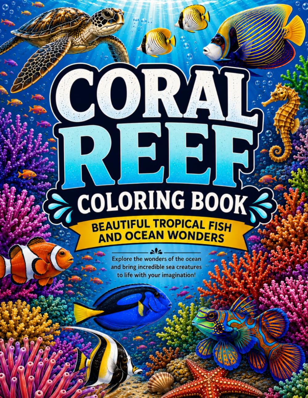Coral Reef Coloring Book: Beautiful Tropical Fish And Ocean Wonders