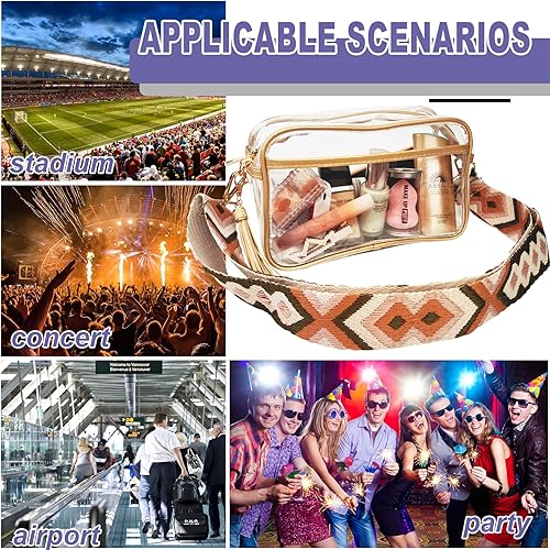 Miniatura 7 de XSUIOY Bolsas transparentes aprobadas para estadios con correas de guitarra bolso cruzado transparente para eventos deportivos Negro - Mochilas