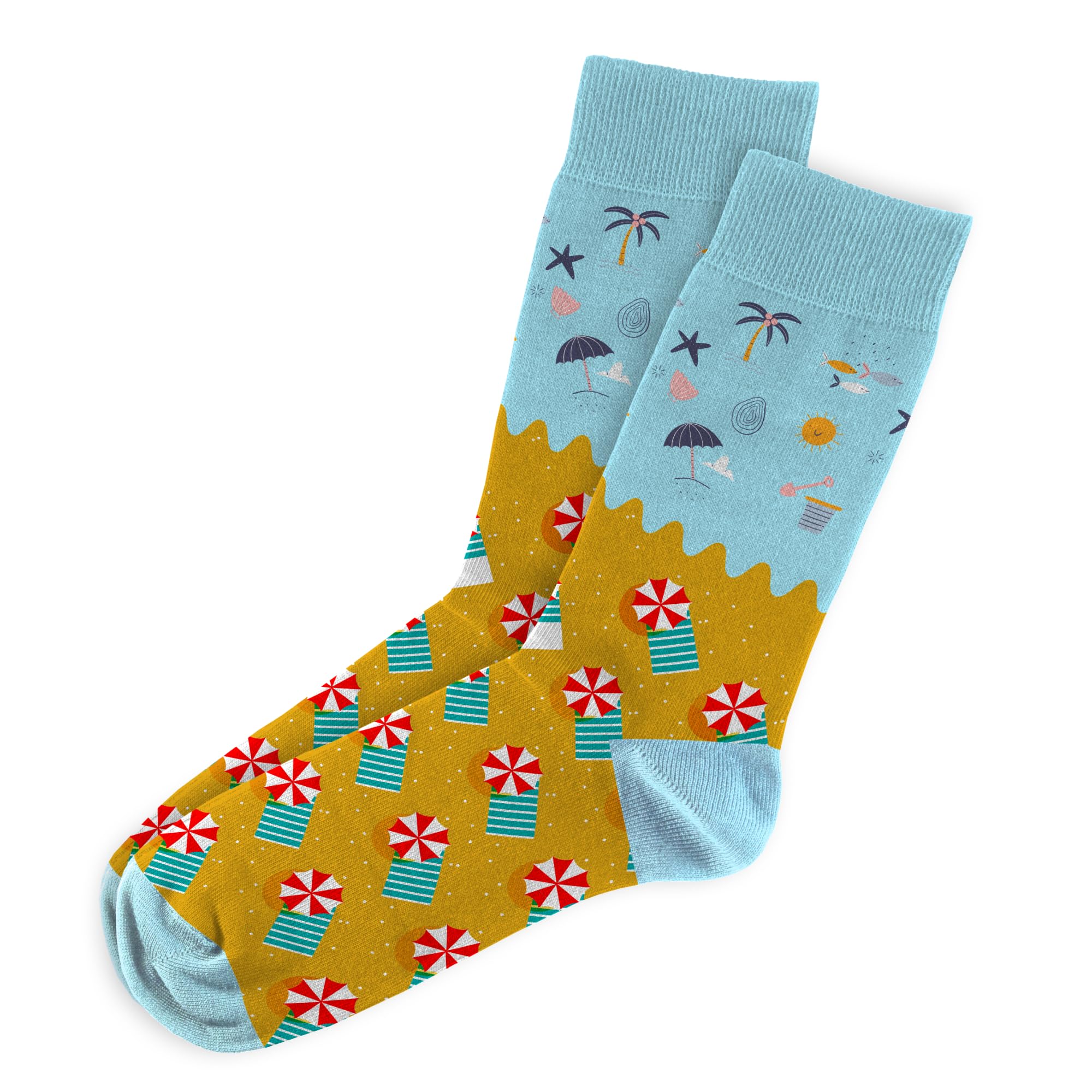 MOJA LDN Premium Funky Bamboo Socks - Soft and Stylish Bamboo Socks - Eco Friendly and Durable Men & Women Socks (UK, Numeric, 3, 8, Regular, Regular, Women, Beach)