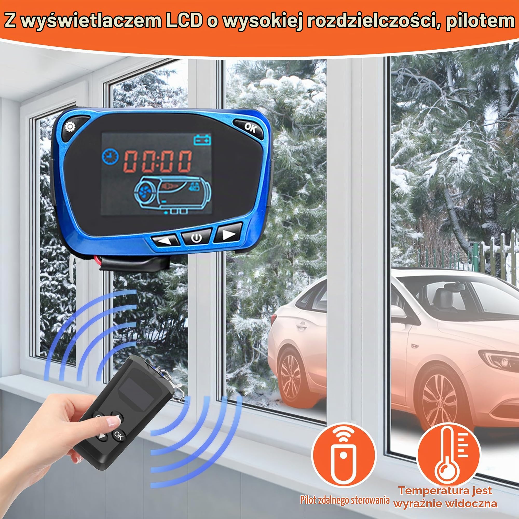 ACXIN Ogrzewanie postojowe na olej napędowy 12 V, 8 kW, ogrzewanie powietrza z wyświetlaczem LCD i pilotem zdalnego sterowania, wylot powietrza 360°, przenośne ogrzewanie na olej napędowy do