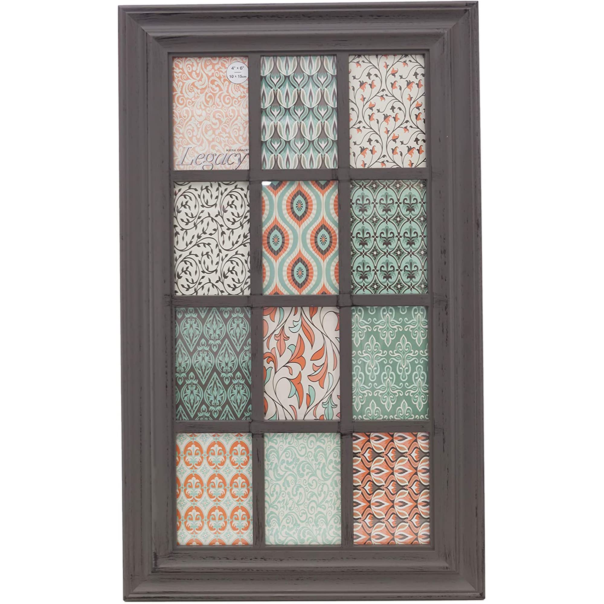 kieragrace KG Collage Frame - Distressed Grey, Holds 12 4" x 6" Photos