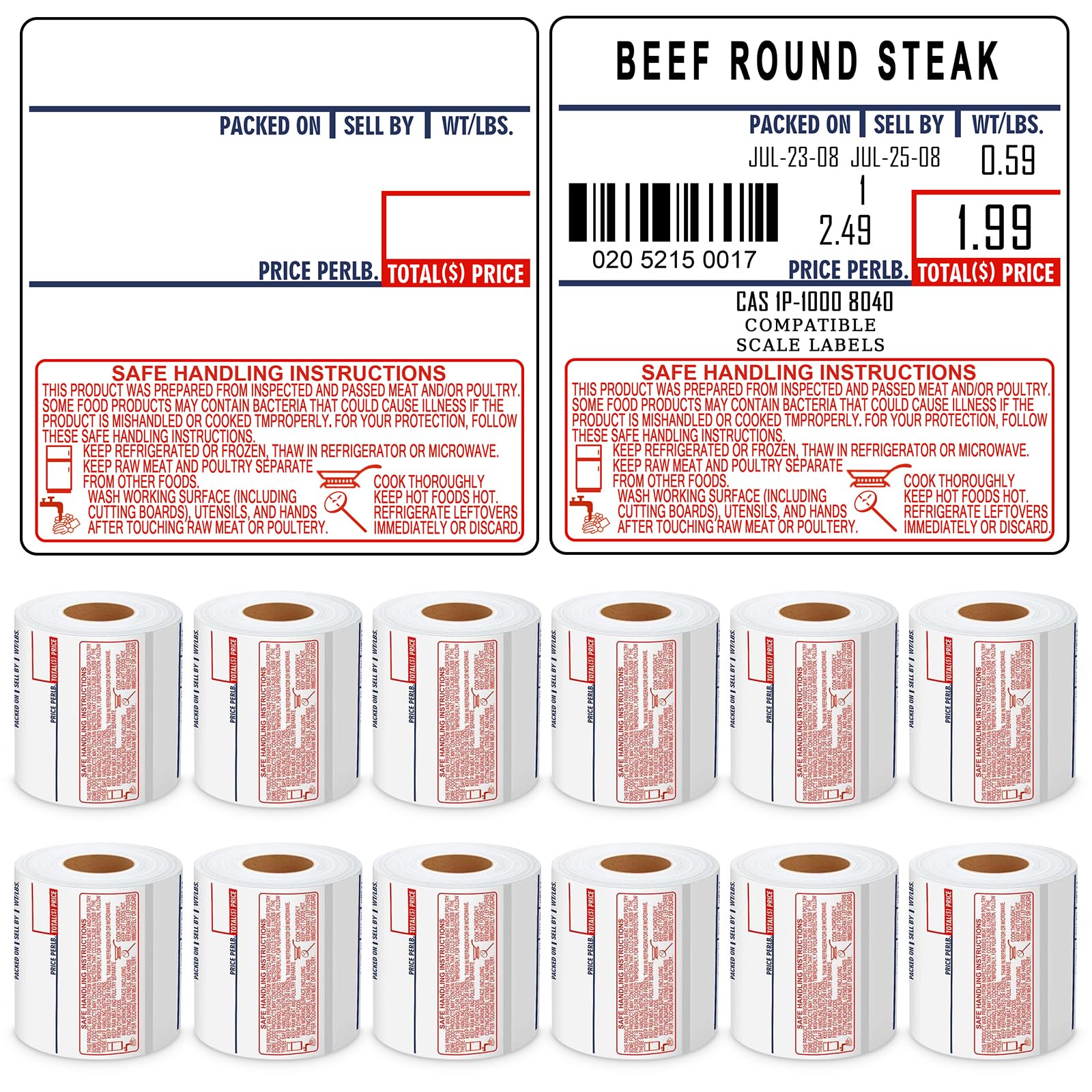 LST8040 Printing Scale Label 58 X 60 mm - Price Machine Labels for Accurate Pricing and Inventory Management, 500 Labels per Roll, 12 Rolls, Total
