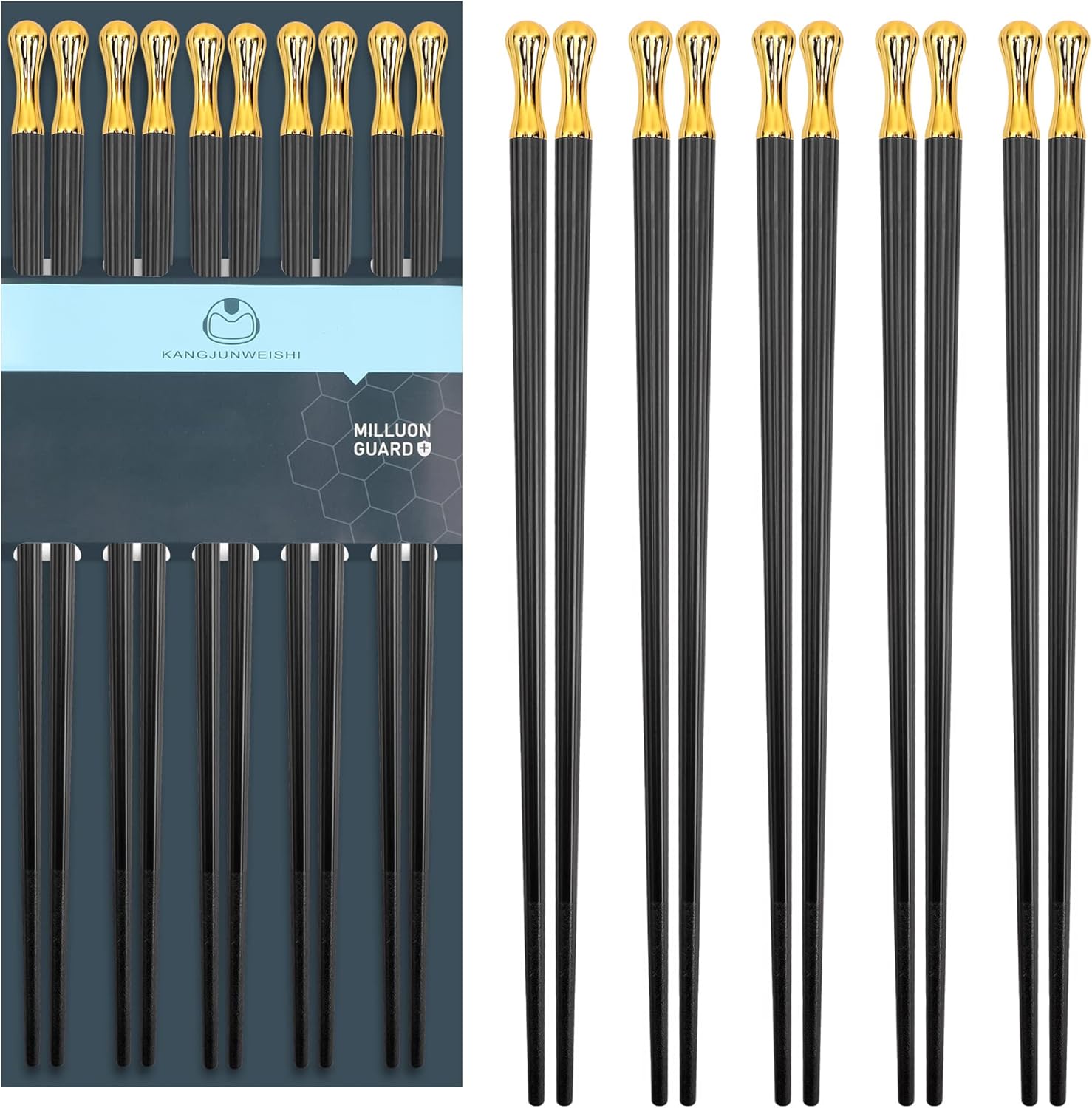 5 Pairs Chopsticks Reusable Dishwasher Safe, 9.6 inch/24