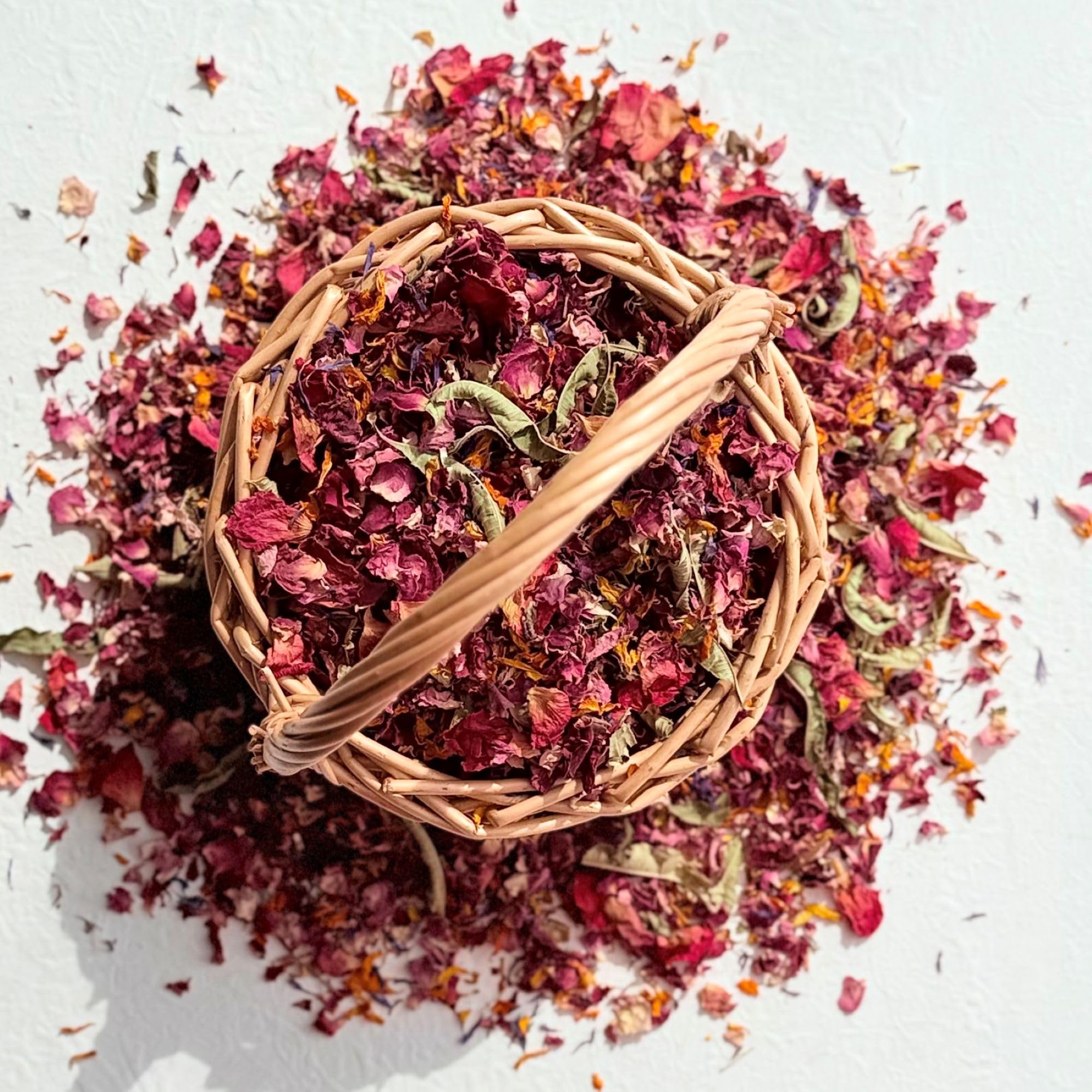 Stripey Finds 327 Tuscan Summer Natural Petal Confetti - 10 Litres - 'Tuscan Summer' Mix Of Burgundy, Purple & Coral Red Rose, Blue Cornflower, Orange Marigold And Lemon Verbena - Biodegradable (327)