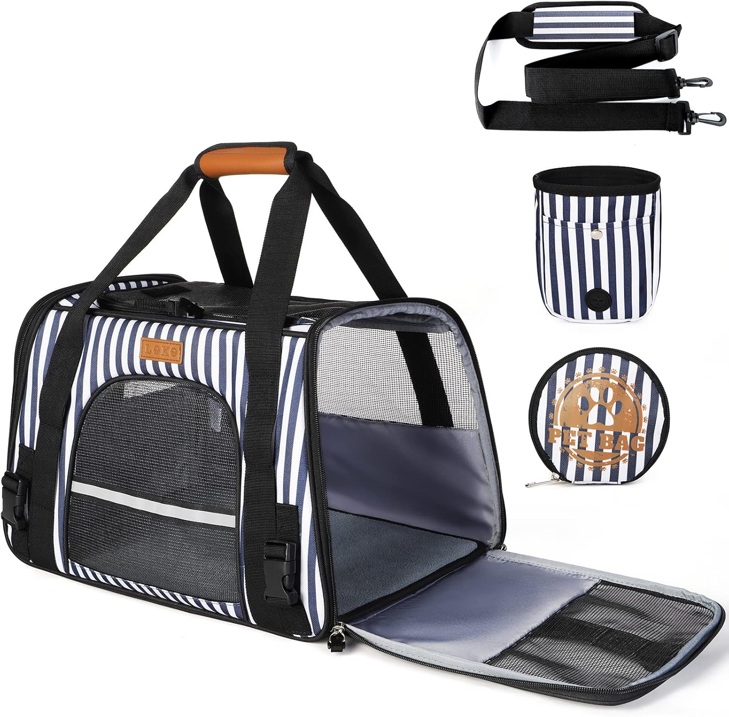 Lekereise Cat Carrier Soft Sided Pet Carrier Airline Approved Foldable