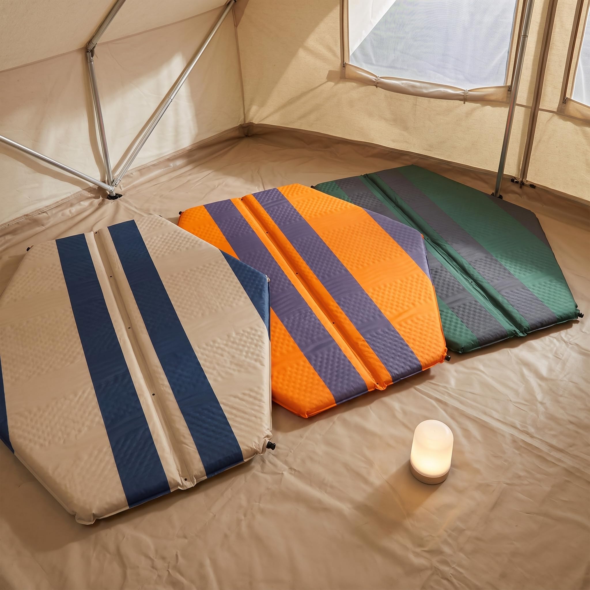 Colchón Autoinflable para Camping, Colchón Inflable para Acampar, para, Verde Oscuro, Colchoneta de Aire Hexagonal pequeña para 3-4 Personas (versión Mejorada para Tienda de campaña)