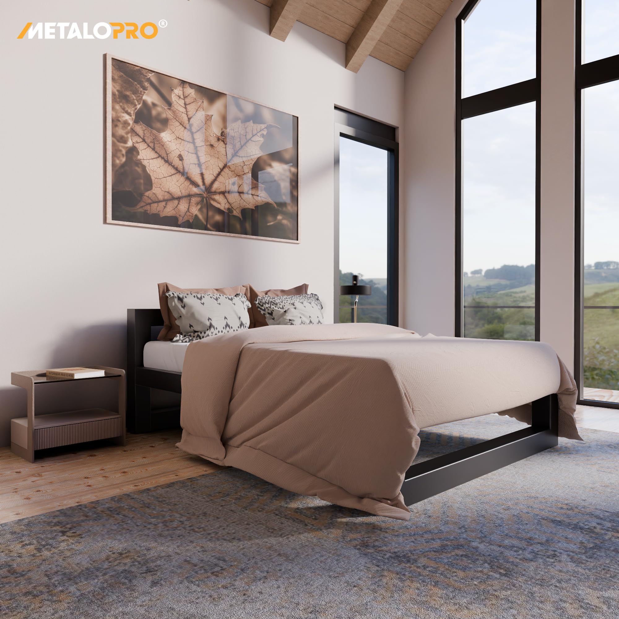 Massives Bettgestell – Metall Bettrahmen bis 1000 kg belastbar, Robuster Metallrost ohne Quietschen, Viel Stauraum, Schnelle Montage <15 Min, Modernes Design – 180x200 cm