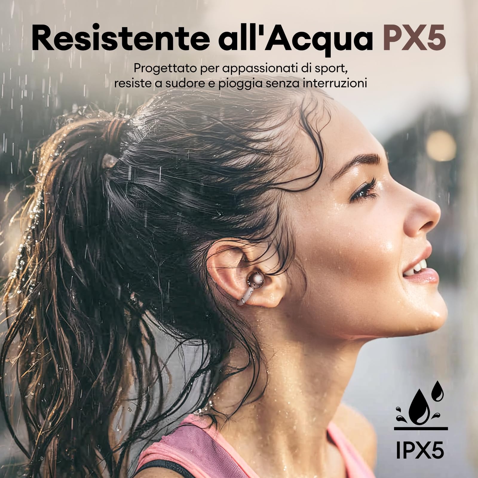 PAXA 2-in-1 Open Ear Cuffie Bluetooth, Clip Open-Ear Cuffie Wireless Sport Bluetooth 6.0 0 Ritardo, 140H Autonomia, Riconoscimento L/R, Riduzione Rumore per Lavoro/Sport/Quotidiano, Ctbuds Rosa Oro