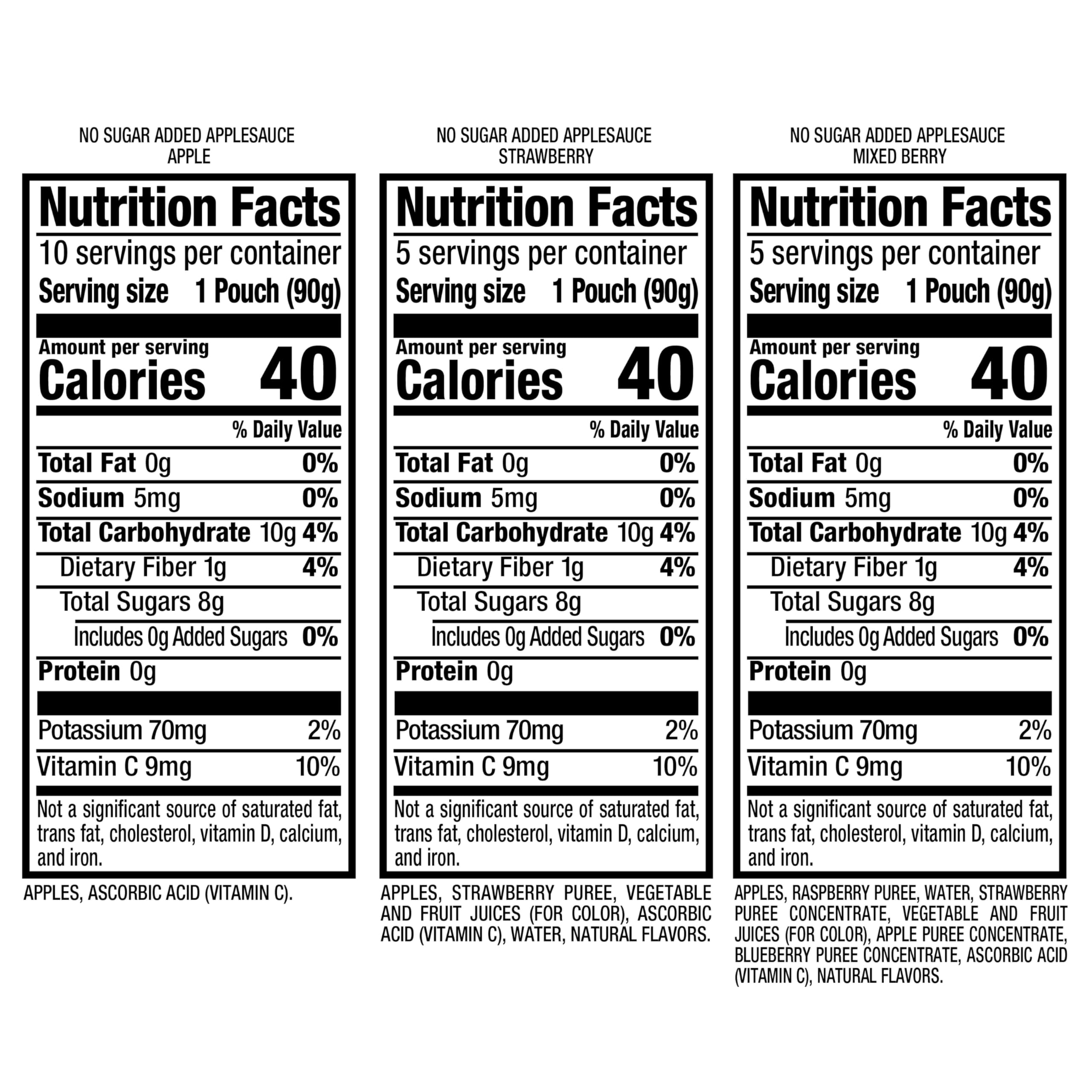 Motts No Sugar Added Applesauce Variety Pack 3 Flavors Apple Strawberry Mixed Berry Made from Real Fruit No — view 3