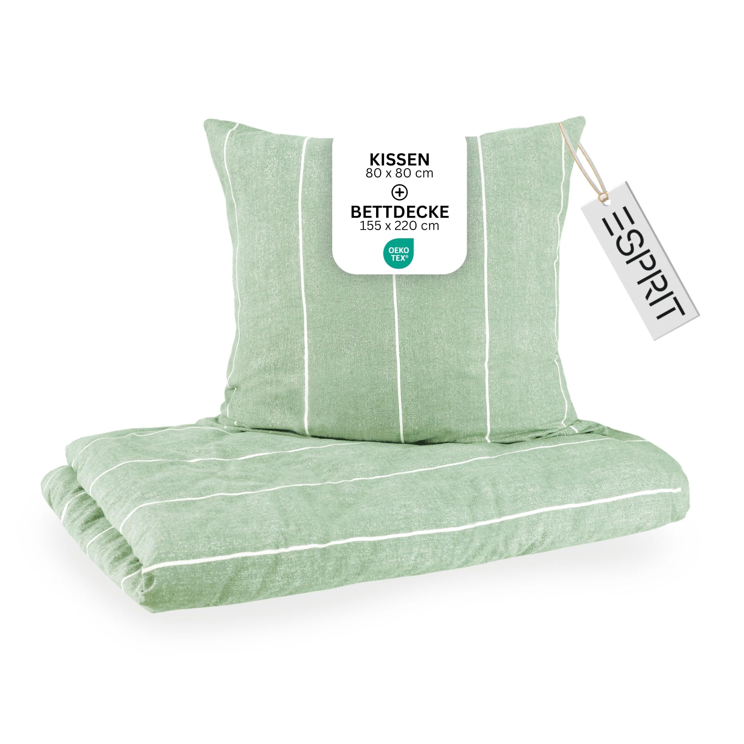 Esprit Bettwäsche 155x220 Baumwolle 100% Renforcé Grün Überlänge