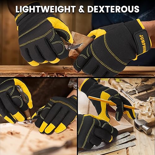 Miniatura 7 de JUMPHIGH Guantes de trabajo de seguridad, guantes de trabajo para mecánico de utilidad, pantalla táctil de alta destreza para multiusos, excelente