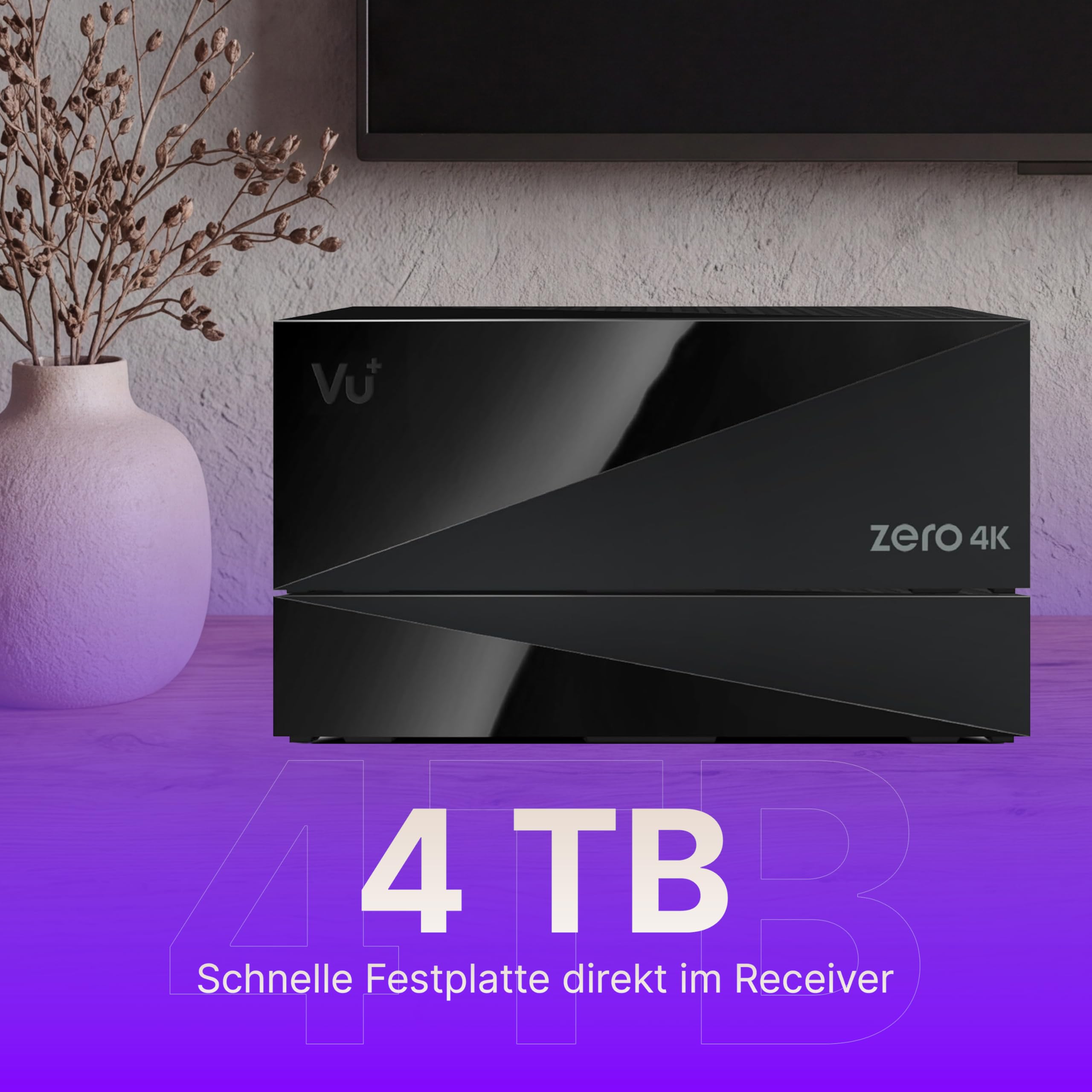 VU+ Zero 4K - Receptor Linux DVB-C/T2 (UHD 2160p, incluye kit PVR con disco duro de 4 TB)