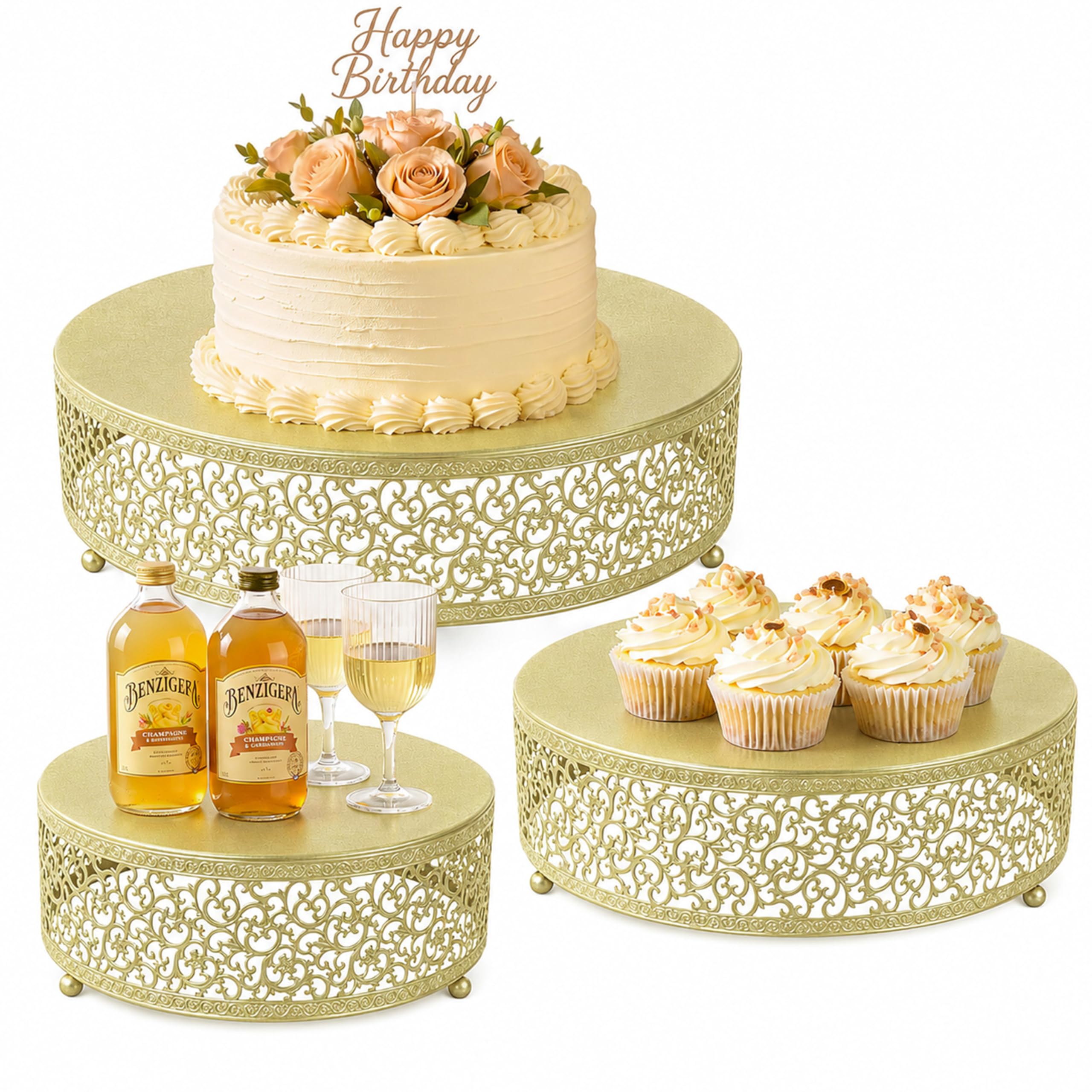 Supports à gâteaux ronds en métal pour sublimer vos buffets de mariage et d'anniversaire
